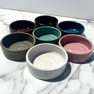 Handmade Speckled Ceramic Pet Bowl: Colorful Pottery Food & Water Dish
