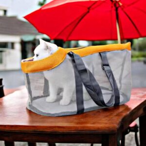 Breathable Nylon Mesh Pet Carrier: Foldable Travel Bag for Small Cats and Dogs
