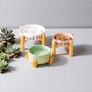 Elevated Ceramic Slow Feeder Bowl: Anti-Choke, Angled Design