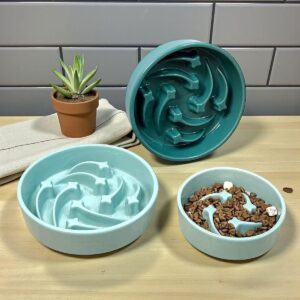 Ceramic Slow Feeder : Anti-Tip Double Dog Dish