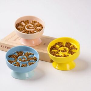 Elevated Ceramic Slow Feeder Bowl: Anti-Choke Pet Dish