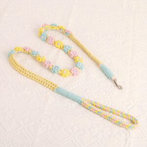 Custom Dog Leash 59in Rope Leash Boho Flower Leash for Pet Accessories Personalized Leash for Pet Colorful Cotton Leash Gifts for Dog Owner