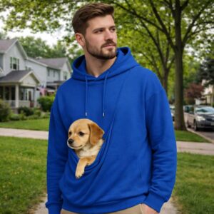 Pet Carrier Hoodie with Kangaroo Pouch, Oversized Cotton Dog Holder Sweatshirt, Gift for Dog Dad and Mom, Unisex Puppy Pocket Pullover, Cozy