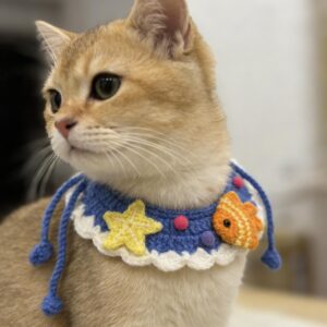 Crochet Pet Collar Cottagecore Pastel Necklace cute Floral Pet Accessory