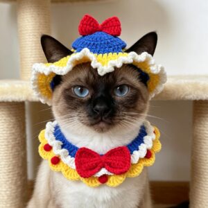 Crochet Pet Collar Cottagecore Pastel Necklace Hats Floral Pet Accessory