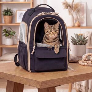 Pet Carrier Backpack for Cats & Small Dogs, Breathable Cat Backpack Carrier, Mesh Ventilated Pet Travel Backpack for Hiking Vet Visit