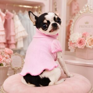 Pink Dog Sweater Dress - Ruffle Pet Clothes