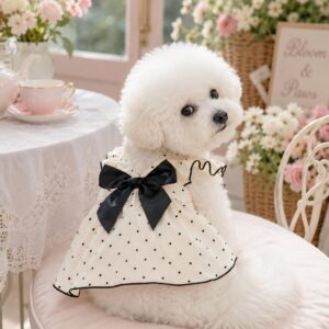 Polka Dot Dog Dress - Black Bow Pet Dress