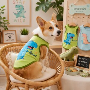 Dinosaur Dog Shirt - Green Pet Tank Top
