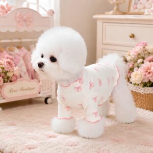 White Dog Pajamas - Pink Bow Pet Shirt