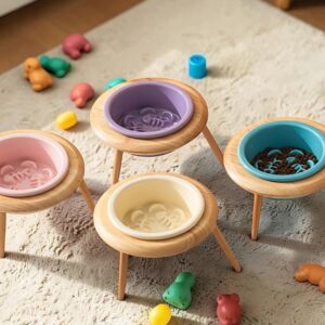 Slow Feeder Cat Bowl – Elevated Ceramic Pet Bowl, Tilted Food & Water Dish, Raised Neck Support Feeder for Cats and Small Dogs