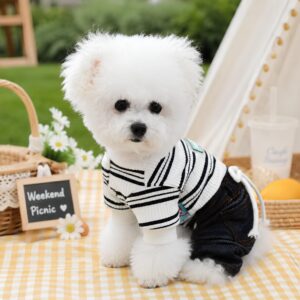 Striped Dog Outfit - Denim Pet Clothes Set